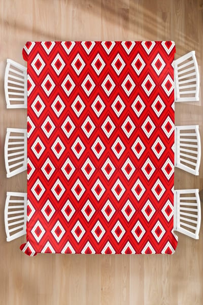 Kerst Tafelkleed - Kerstmis Decoratie - Tafellaken - Kerst - Patronen - Ruit - Rood - 180x260 cm - Kerstmis Versiering - Tafeldecoratie Kerstmis - Kerstdecoratie tafel - Tafelversiering