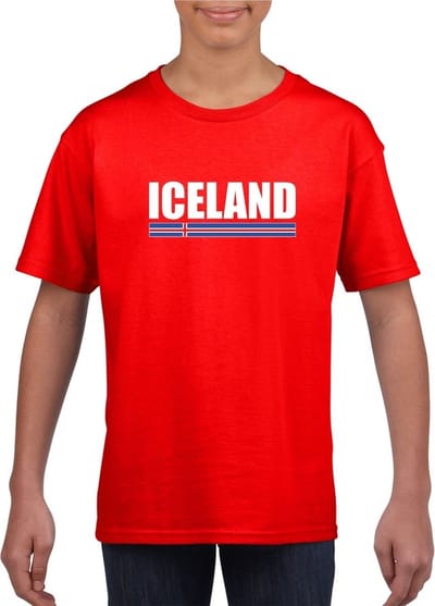 Rood IJsland supporter t-shirt voor heren - IJslandse vlag shirts 110/116