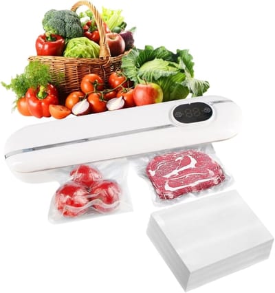 Vacuümmachine - Folielasapparaat - Voedsel Vers Houden - 5-in-1 Multifunctioneel - 100 Zakken - Wit