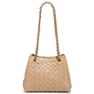 Parachute, Geweven Crossbody Tas voor Vrouwen, Ketting, High-end Uitstraling, Enkelzijdige Onderarm Buns, Handige Moeder Emmer Tas beige