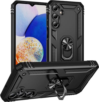 Casemania Hoesje Geschikt voor Samsung Galaxy A36 - Zwart - Anti-Shock Hybrid Armor Back Cover - Hoes met Kickstand Ring