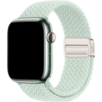 123watches bandje Zyra - nylon - mintgroen - 38 · 40 · 41 & 42 mm - Geschikt voor Apple Watch series 1/2/3/4/5/6/7/8/9/10/11/12/SE/SE2/SE3