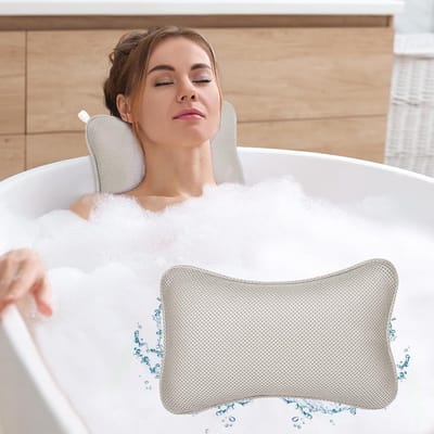 Ergonomisch Badkussen Set met 4D Luxe Badkussen en Badbal, Antislip Zuignappen voor Ontspanning en Comfort in de Thuis Spa