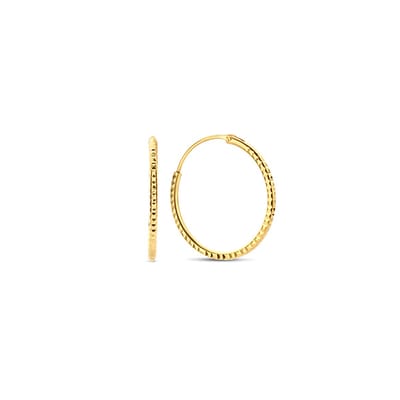 New Bling 9NB-0995 Zilveren Oorringen - Dames - Gediamanteerd - 18 mm Doorsnee - 1,2 mm Dikte - Zilver - Gold Plated (Verguld/Goud op Zilver)