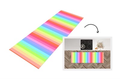 Keukenloper - Loper keuken - Regenboog - Patronen - Pastel - 150x50 cm - Keukenloper vinyl