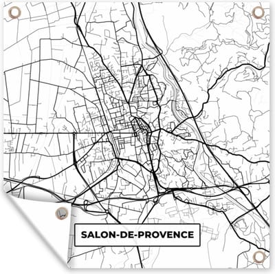 Tuin poster Frankrijk - Plattegrond - Stadskaart - Kaart - Salon-de-Provence - Zwart wit - 200x200 cm - Tuindoek