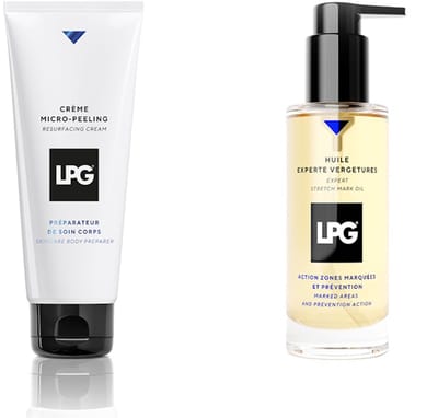 LPG - Endermologie - huidverzorging - combipack - micro-peeling resurfacing cream + stretch mark oil - 1x200 ml + 1x100 ml