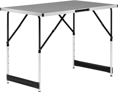 Inklapbare en Hoogte Verstelbare Picknicktafel - Lichtgewicht Aluminium en MDF, Perfect voor Camping en Buiten