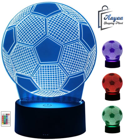 3D LED Voetbal Nachtlamp met Afstandsbediening 16 Kleuren – bureaulamp led – tafellamp – nachtlampje – cadeau – 47959