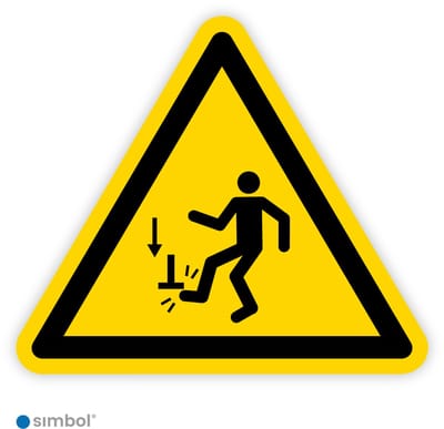 Simbol® - Stickers Pas op voor vallende voorwerpen (voet) - Formaat ▲ 5 x 5 x 5 cm.