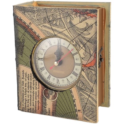 Boîte-Livre Factice avec Horloge Bois Rétro Anti-Poussière Boîte de Rangement Livre Décorative pour Décoration Intérieure Ornement de Boutique Vert vert