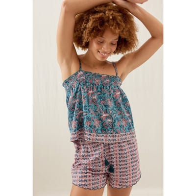 Louise Misha Pajamas Set Minala Teal Garden Of Eden Größe: XS | Nachtwäsche Outlet | Damen | Cyan
