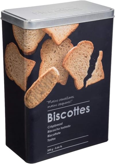 5five Black Edition - Voorraadbus - Beschuitdoos van metaal - 750 g inhoud - Rechthoekige bewaardoos - Zwart