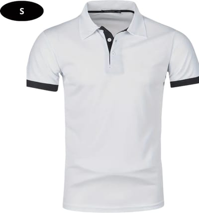 Livano Golf Shirt Heren - T-shirt - Golfkleding - Golfen - Golf Accessoires - Polo Shirt - Wit + Blauw - Maat S