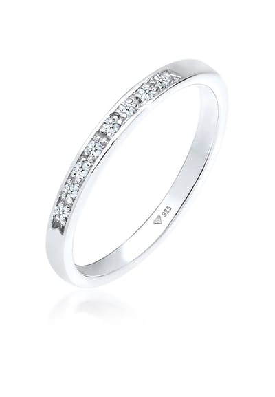 Elli PREMIUM - Ring - Dames Klassiek Kostbaar met Diamant (0,04 ct.) in 925 Sterling Zilver - Dames