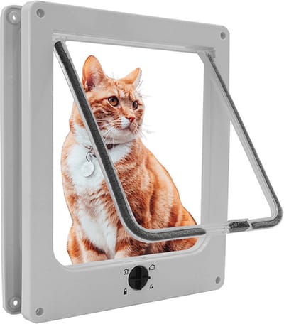 IVOL Kattenluik met Tunnel 19 x 22 x 5,5 cm - Wit - 4 vergrendelingsstanden