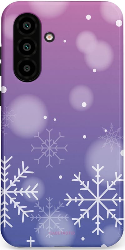 Casetastic hoesje geschikt voor Samsung Galaxy A36 / Samsung Galaxy A56 - Dubbellaagse bescherming - Winter Sneeuw Paarse Roze Gloed - Fashion Case - Lavendel