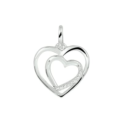 Zilver Gerhodineerde Hanger hart zirkonia 1328898