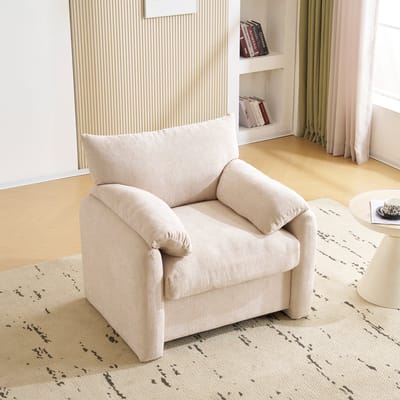 OKWISH Sofa - 96x82x84 cm - Relaxsessel Met Halfix Kussen - Elegant En Modern Voor Ontspanning Thuis - Hout - Beige