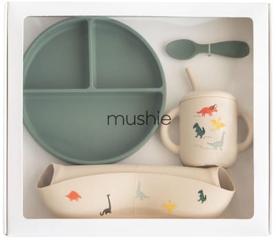 Mushie giftbox siliconen servies - dino