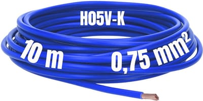 Kalitec 10 meter H05V-K 0,75 mm² donkerblauwe bedradingskabel I kernkabel flexibel I PVC enkeladerig I meeraderig 0,75mm2 I bedrading fijnaderig I enkele kabel I kabel massief I schakeldraad