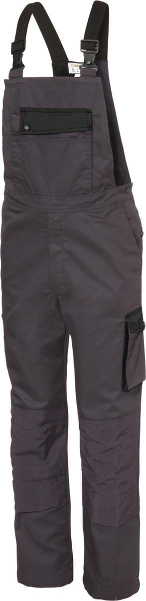 KLM - Amerikaanse Overall AIDEN (tuinbroek, BIB, bretelbroek) - polykatoen 245gr/m2 met Cordura - lichtgewicht tweekleurig - grijs/zwart