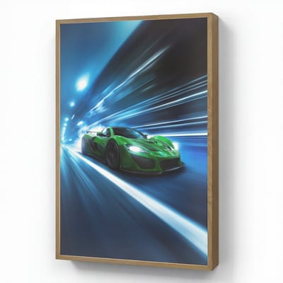 Wandlamp 70x100 cm - Oplaadbaar - Groene racewagen - Blauw - Neon - Licht - Wandlampen binnen woonkamer - Slaapkamer lamp - Decoratieve nachtlamp - Vloerlamp draadloos