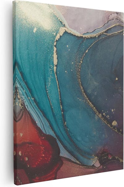 Artaza Canvas Schilderij Abstracte Kunst - 40x50 cm - Muurdecoratie Woonkamer - Wanddecoratie Marmer Look - Kamer Accessoires Goud