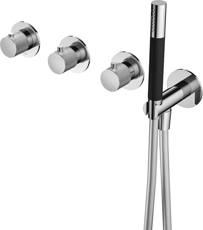 Hotbath Cobber X - Afbouwdeel voor Inbouw Bad/douche Thermostaat - 2 Stopkranen - met Handdouche - met Doucheslang - Chroom