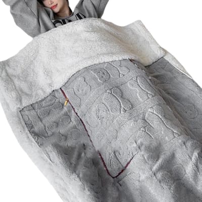 Deken Cape - Draagbare Deken Sjaal - Warm Blijven - Dubbellaags Flanel - 100x150 cm - Grijs