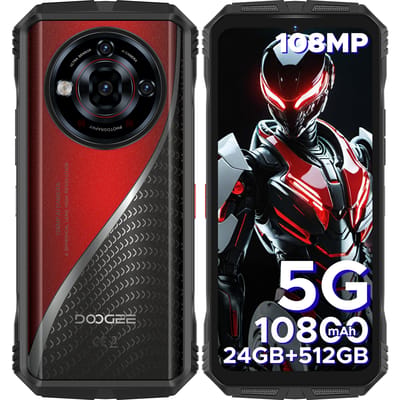 DOOGEE S118 PRO robuuste 5G-smartphone, 32 GB (8+24 GB) + 512 GB (2 TB) DDR5, Dimensity 7050, 6,6 inch FHD+ 120 Hz, 10800 mAh/33 W, 108 MP + 20 MP