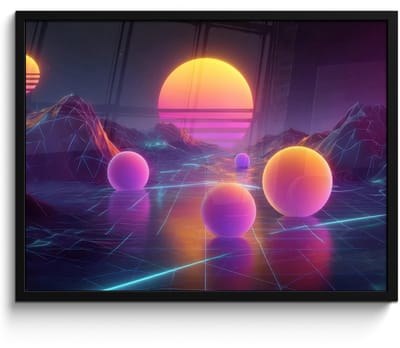 Poster in lijst - Fotolijst 80x60 cm - Posters - Landschap - Bergen - Bollen - Licht - Posterlijst zwart - Decoratie - Wanddecoratie woonkamer - Muurdecoratie slaapkamer