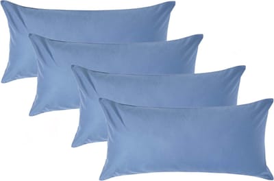 Homescapes Luxe Satijn Kussensloop 40x80 cm – Staalblauw – Set van 4 – 100% Egyptisch Katoen Satijn – Draaddichtheid 1000