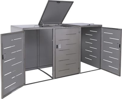 Afvalbox XL 3/6 MCW-E83, afvalbox, uitbreidbaar 116x212x98cm ~ roestvrij staal 85kg