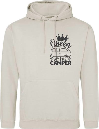 Camping hoodie - Hoodie Beige - Queen of the camper - Dames - Maat S