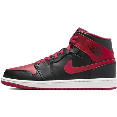 Air Jordan 1 Mid Alternate Bred Men Sneakers Black Fire-Red White DQ8426-060 40.5