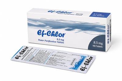 Ef-Chlor Waterzuiveringstabletten – 100 Tabletten voor 100 Liter Drinkwater – 5 jaar houdbaar - Vernieuwde Verpakking – Noodpakket, Camping, Reizen, Outdoor & Survival
