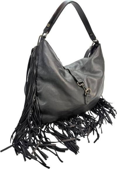 Western style dames tas met franjes - Verstelbare en afneembare schouderriem / handvat - Premium leather - Made in Italy