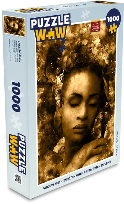 Puzzel Vrouw - Bloemen - Sepia - Legpuzzel - Puzzel 1000 stukjes volwassenen