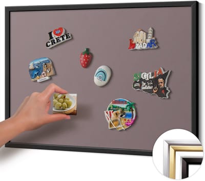Wallfluent - Bruin Magneetbord Met Effen Achtergrond - 70 cm x 50 cm - Magneetbord met Zwarte Frame - Lichtbruine kleur - Magnetisch Bord Muurbevestiging - Magnetisch Wandbord - Memobord voor Keuken