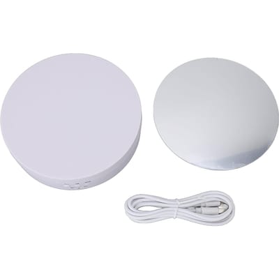 Gemotoriseerde Draaiende Displaystandaard Wit USB Opladen Rond 3 Snelheden Instelbare Hoek Instelbaar Laag