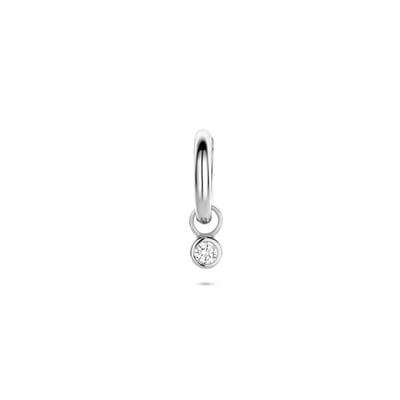 Zilveren gerhodineerde oorring zirkonia per stuk 13 mm - 1341013