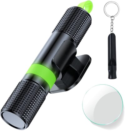 Dailygoods- Gordelsnijder met glasbreker - Noodhamer voor auto - Veiligheidshamer - Fluorescerende ring - Antislip grip - Drukgeactiveerd ontwerp