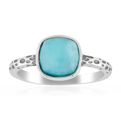 Cavill - Zilveren Ring 925 Sterling met 1,4 ct Amazoniet Antiek Kussen Cabochon - Handgemaakt Design - Blauwe Steen Sieraad Dames