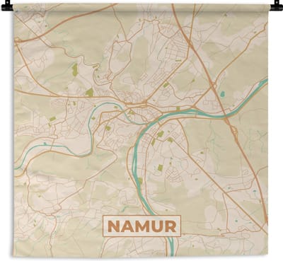 Wandkleed - Wanddoek - Kaart - Vintage - Plattegrond - Namur - Stadskaart - 180x180 cm - Wandtapijt