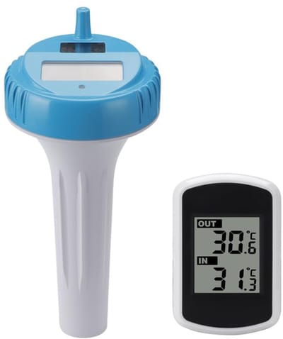 Draadloze zwembadthermometer, elektronisch digitaal display, waterthermometer, radiografische drijvende zwembadthermometer, op zonne-energie werkende draadloze thermometer voor zwembaden, spa,