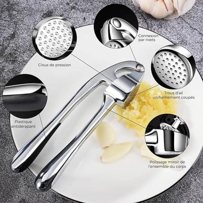 Famanu – Professionele knoflookmolen – RVS garlic crusher met antislip handvat – duurzaam en eenvoudig te reinigen