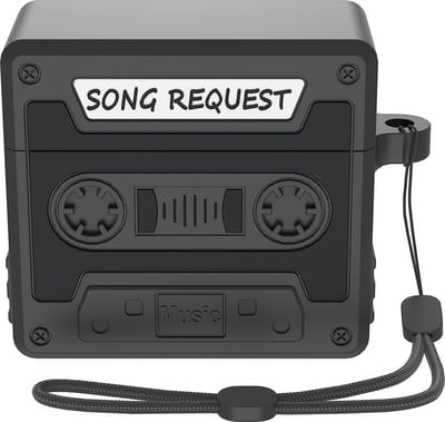 Telestore hoesje geschikt voor AirPods 4 soft case cover- retro cassettebandje bandje tape - TPU hoesje Beschermhoes - AirPods 4 Cover - AirPods 4 hoesje - Geschikt voor Apple Airpods 4 - gel hoesje - zwart