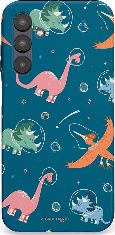 Casetastic hoesje geschikt voor Samsung Galaxy A25 - Dubbellaagse bescherming - Ruimte raptors - Fashion Case - Petrol Perzik