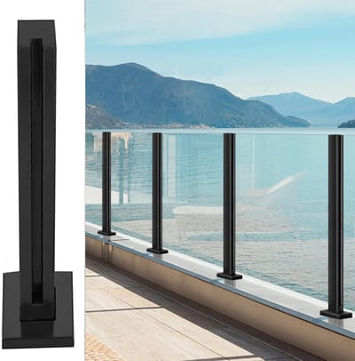 Glazen Balustrade Paal - RVS Staander - Terras Afscheiding - Compleet Montagesysteem - 10-12mm Glasdikte - Zilverkleurig
